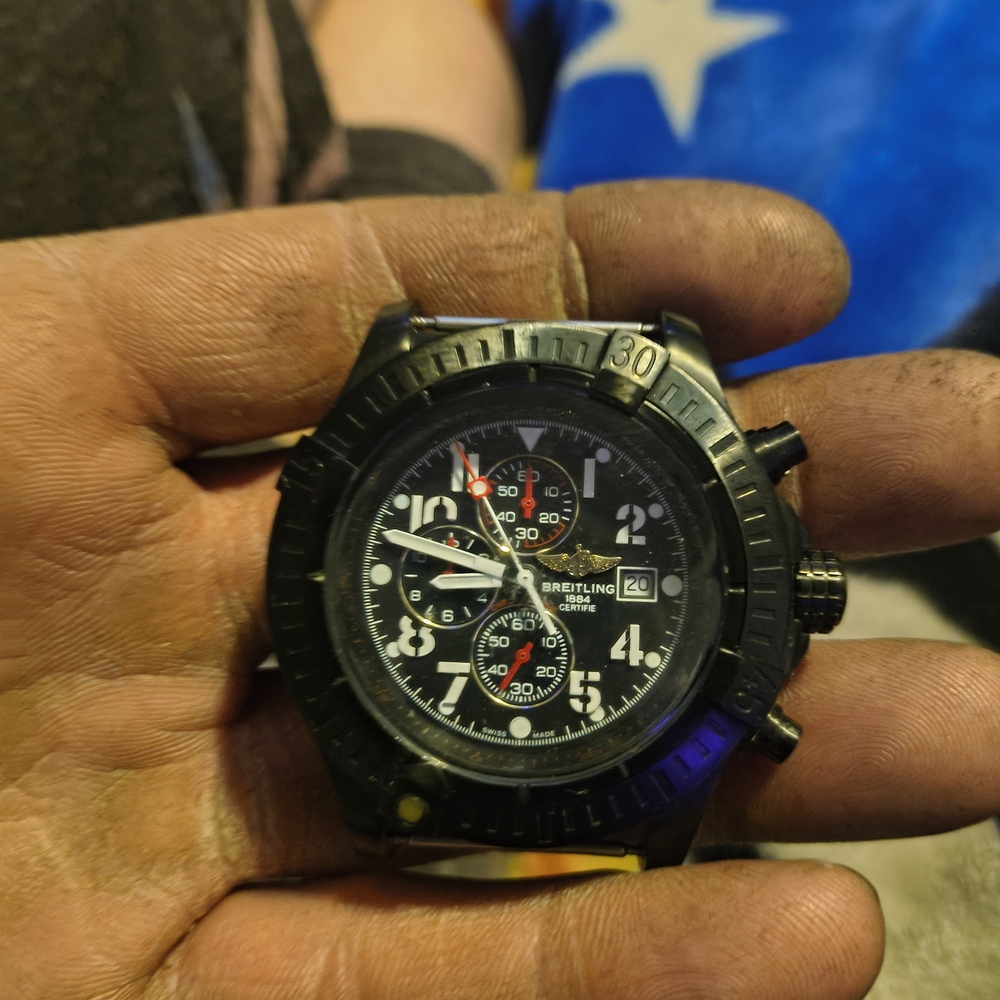 Breitling Black and White Chronograph Watch